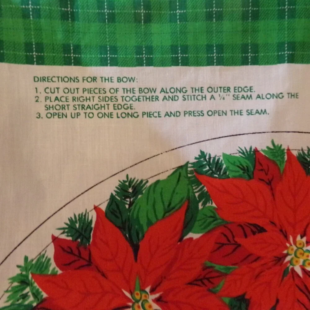 Fabric Christmas Wreath Poinsettia Craft Panel to Stitch